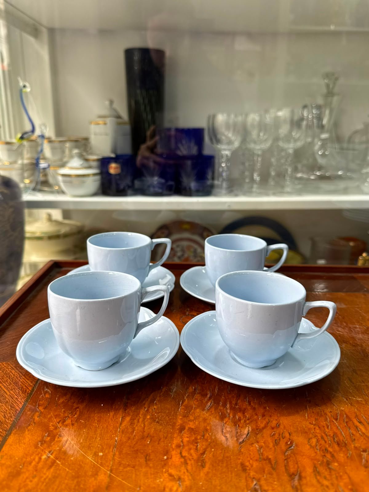 Set de 4 dúos de café inglés celeste pastel johnson bros - Imagen 2