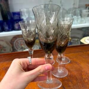 Set de 5 copas de cristal súper tallado