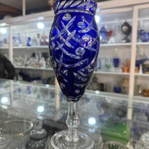 Florero de cristal súper tallado azul