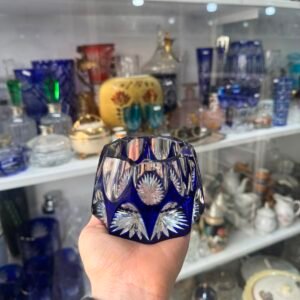 Cenicero de cristal súper tallado azul