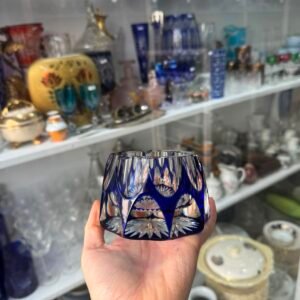Cenicero de cristal súper tallado azul