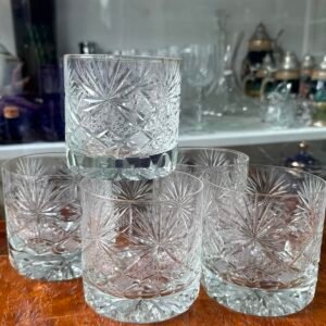 Set de 5 vasos de cristal súper tallado de whisky