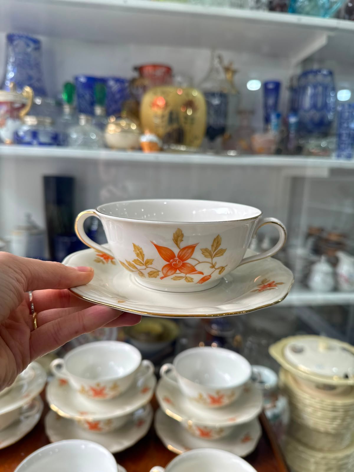Juego de 12 consomeras con plato porcelana bavaria alemana - Imagen 5