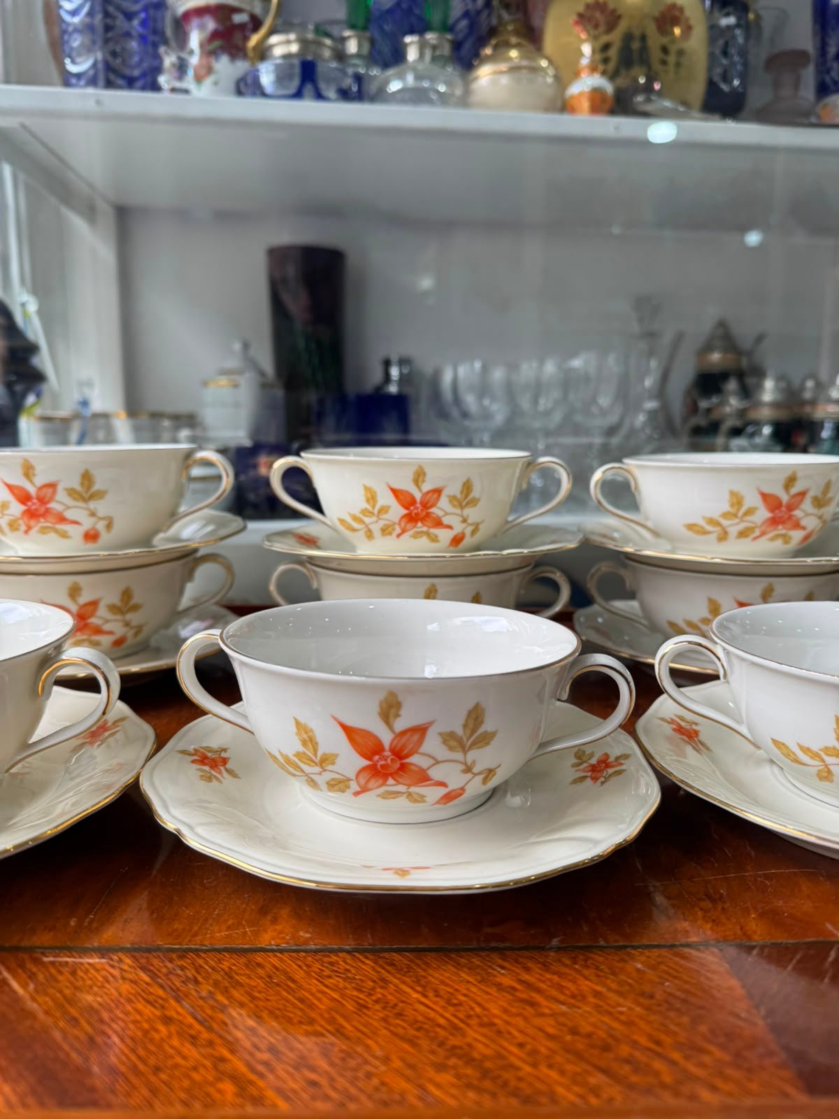Juego de 12 consomeras con plato porcelana bavaria alemana - Imagen 4