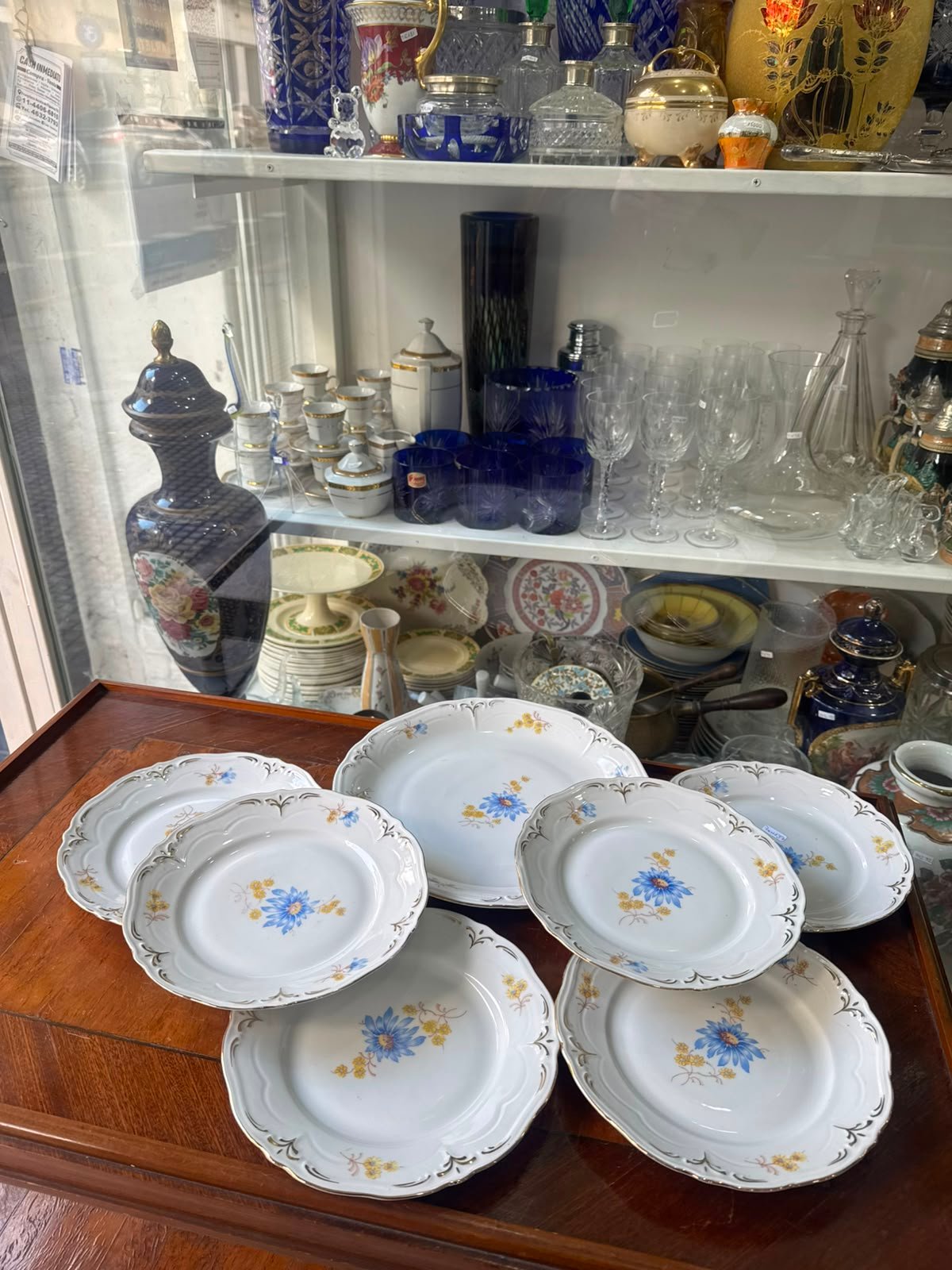 Juego de masitero o plato de torta con 6 platos de postre porcelana alemana - Imagen 6