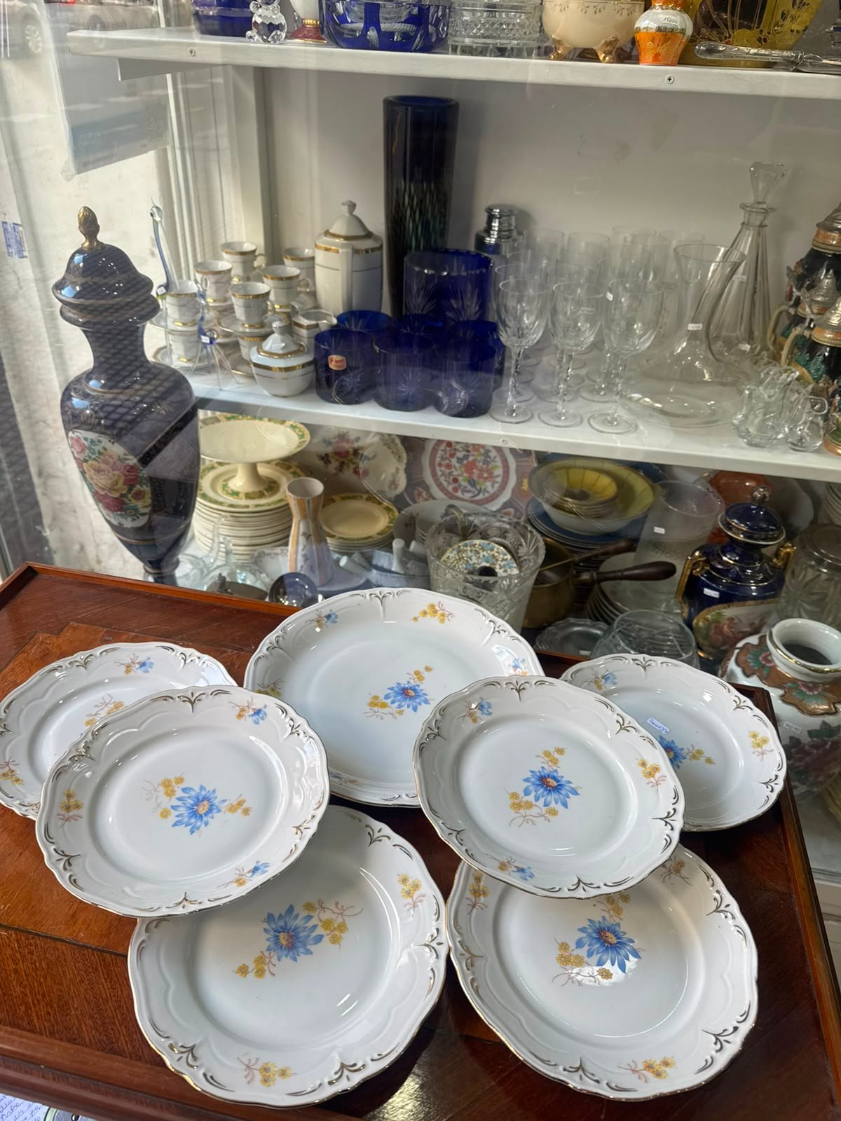 Juego de masitero o plato de torta con 6 platos de postre porcelana alemana - Imagen 3