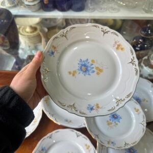 Juego de masitero o plato de torta con 6 platos de postre porcelana alemana