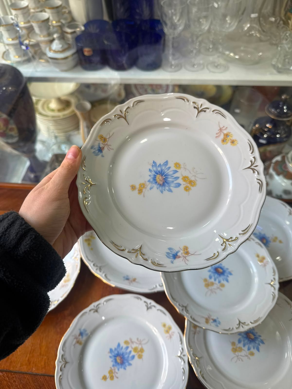 Juego de masitero o plato de torta con 6 platos de postre porcelana alemana - Imagen 2