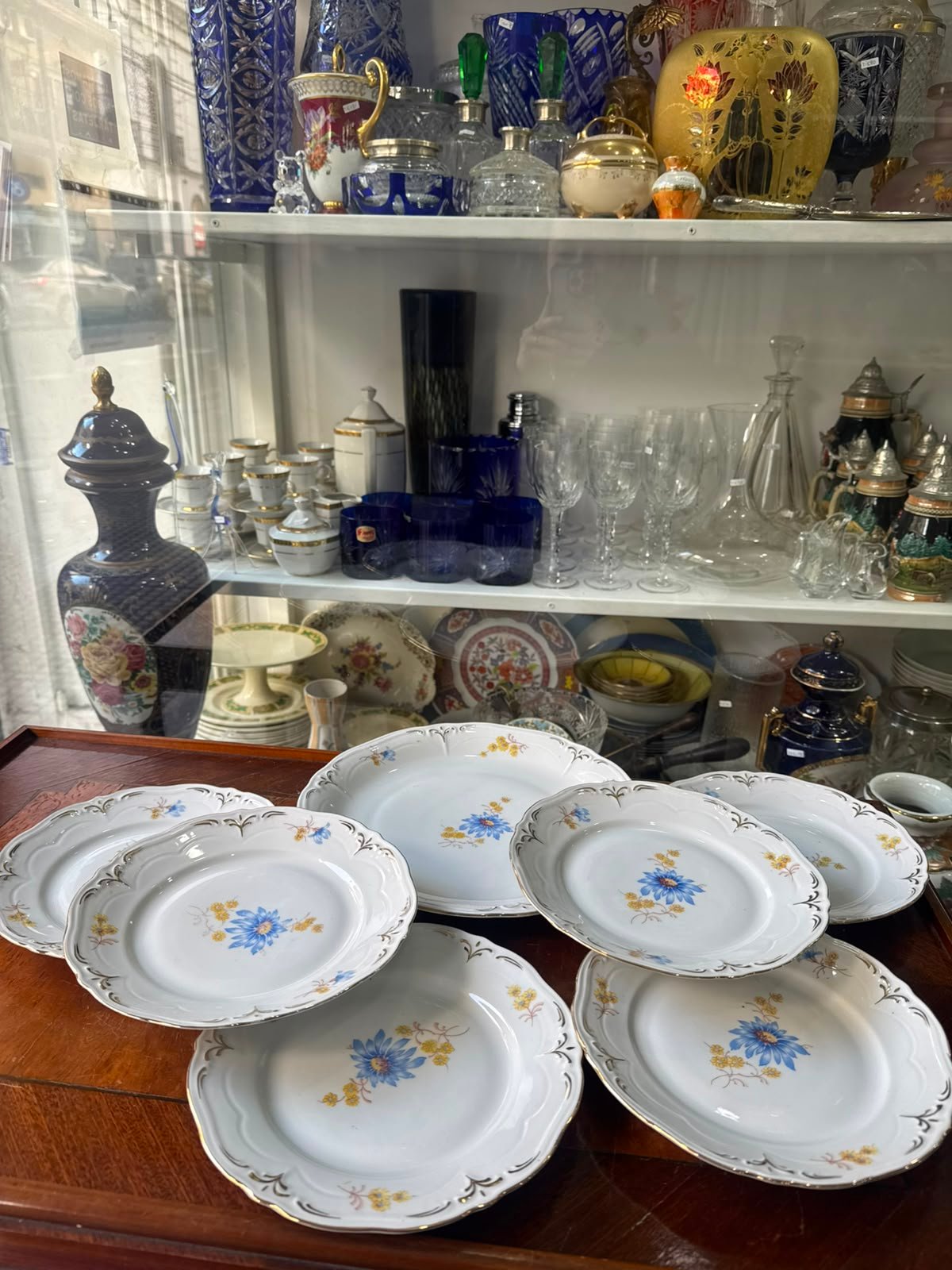 Juego de masitero o plato de torta con 6 platos de postre porcelana alemana - Imagen 5