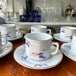 Juego de 6 dúos de té porcelana tsuji nubes