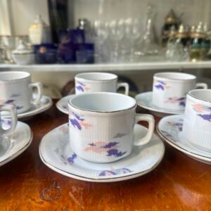 Juego de 6 dúos de té porcelana tsuji nubes