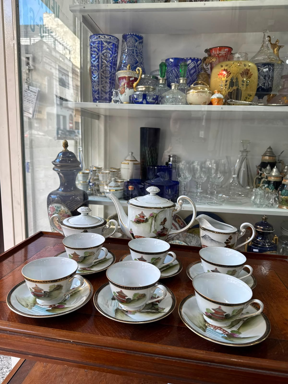 Juego de té porcelana tsuji pintado a mano con oro estilo oriental - Imagen 13