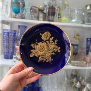 Plato porcelana tsuji azul cobalto con oro