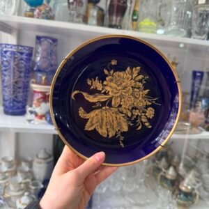 Plato porcelana tsuji azul cobalto con oro