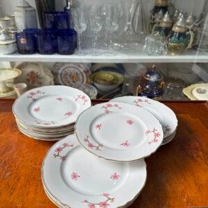 Juego de 12 platos playos flor de cerezo porcelana verbano