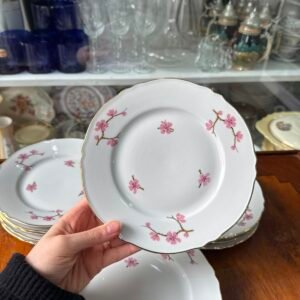 Juego de 12 platos de postre flor de cerezo porcelana verbano
