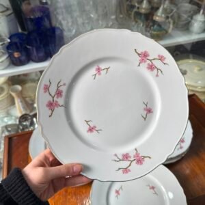 Juego de 12 platos playos flor de cerezo porcelana verbano