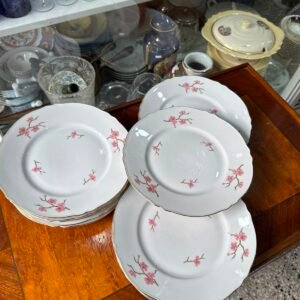 Juego de 12 platos de postre flor de cerezo porcelana verbano