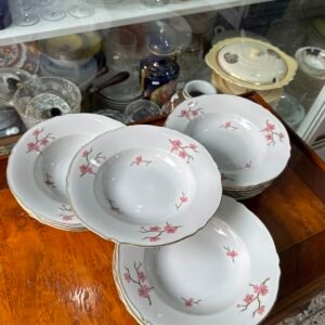Juego de 12 platos hondos flor de cerezo porcelana verbano