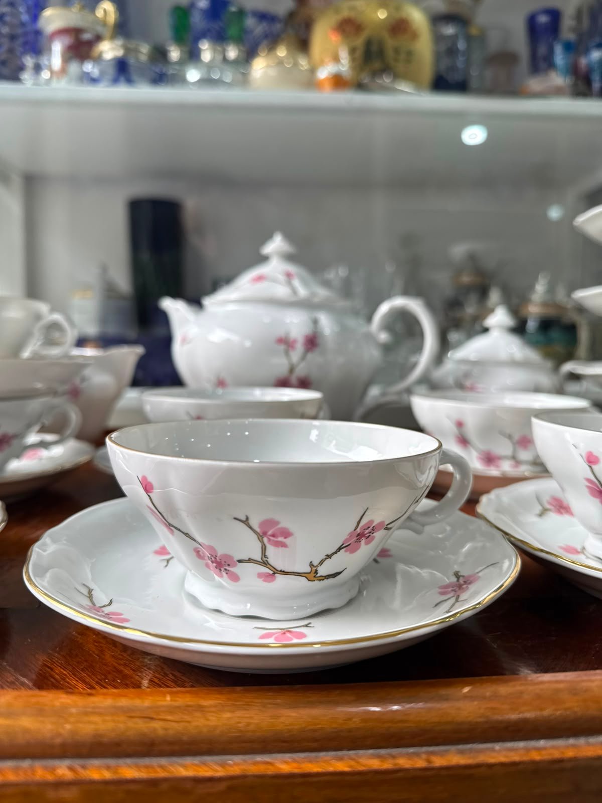 Juego de té porcelana verbano flor de cerezo completo para 12 personas