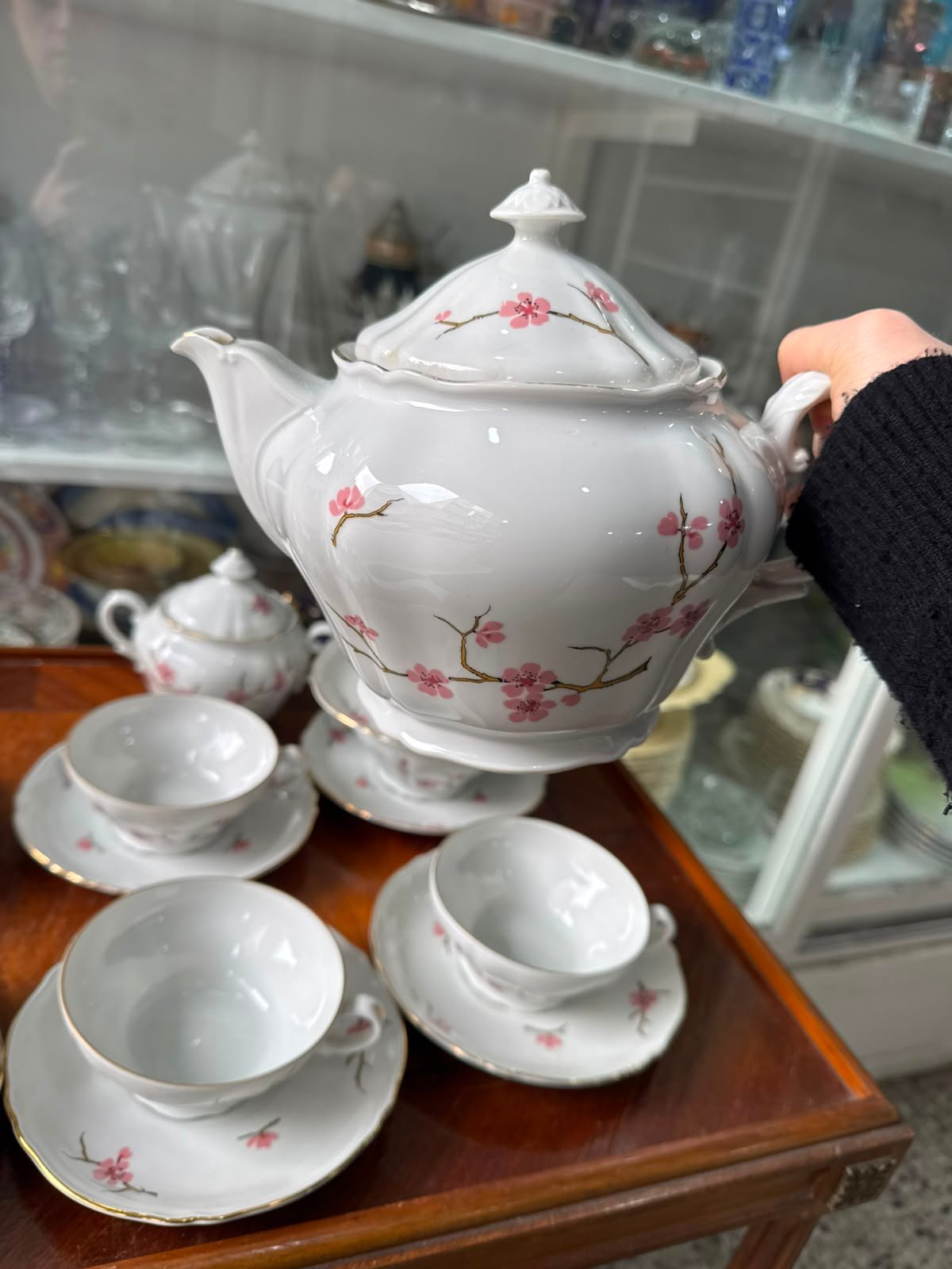 Juego de té porcelana verbano flor de cerezo completo para 12 personas - Imagen 8