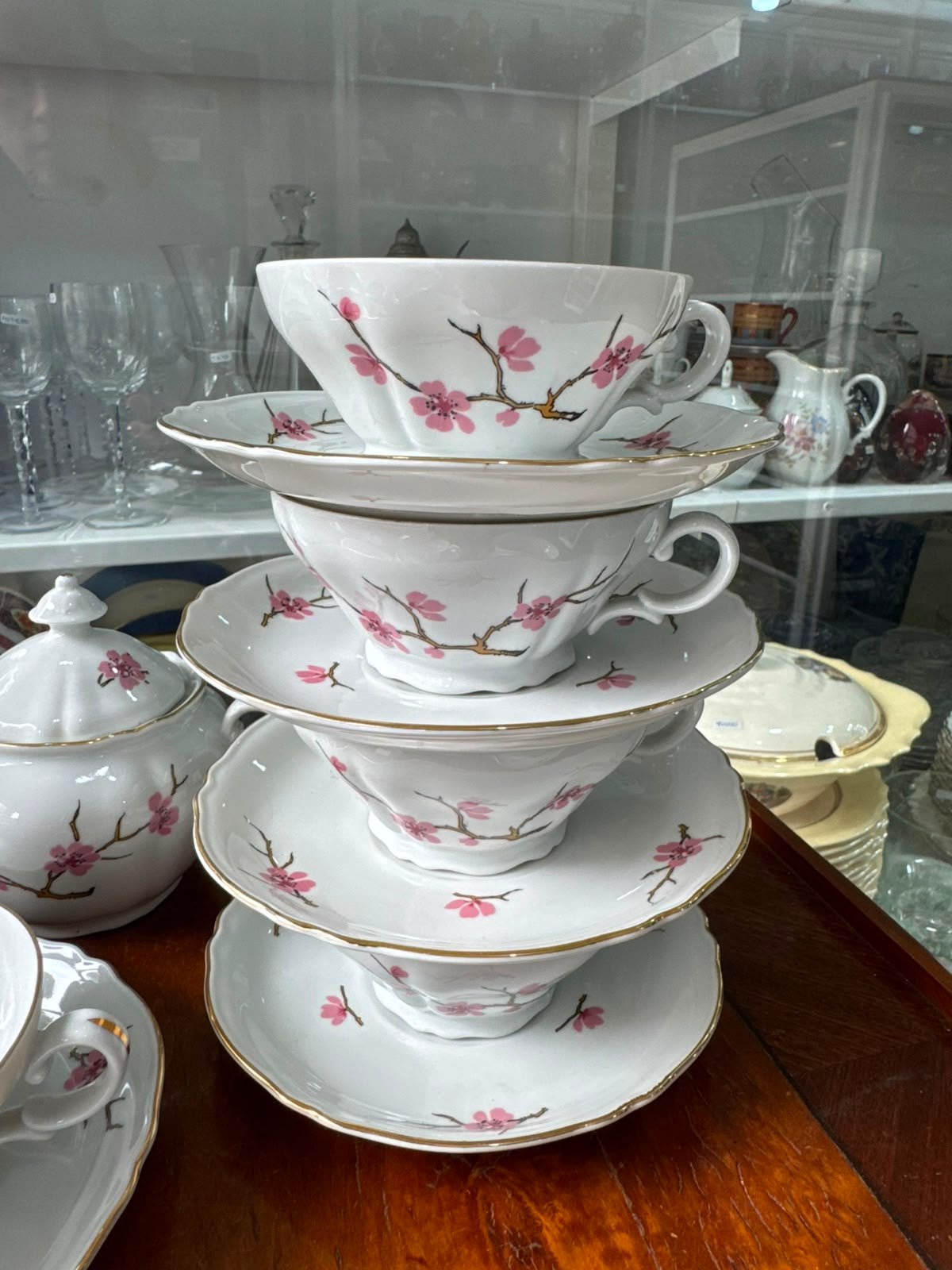 Juego de té porcelana verbano flor de cerezo completo para 12 personas - Imagen 5