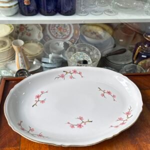 Fuente oval grande flor de cerezo porcelana verbano