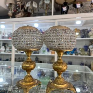 Par de lámparas o veladores cristal de roca con bronce