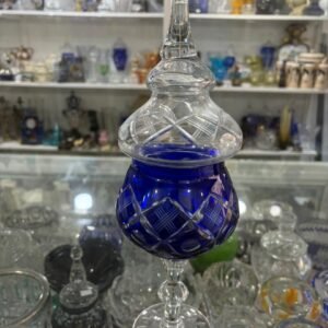 Caramelera o bombonera cristal súper tallado azul
