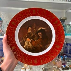 Plato porcelana tsuji pintado a mano con oro