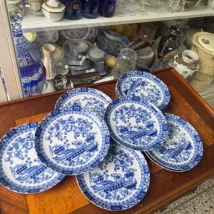 Juego de 11 platos de postre porcelana tsuji old blue