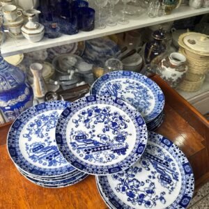 Juego de 12 platos playos porcelana tsuji old blue
