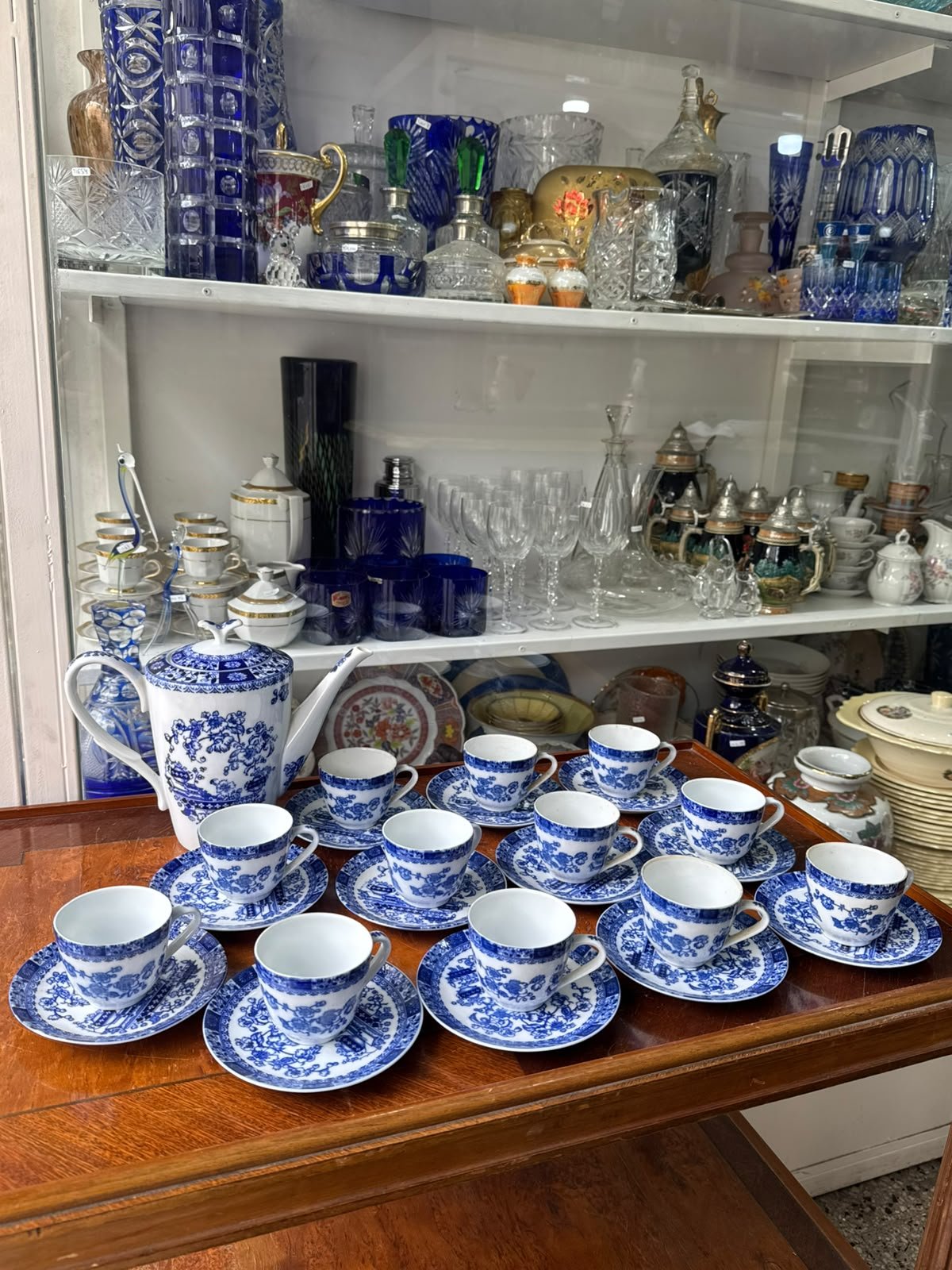 Juego de café porcelana tsuji old blue