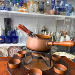 Fondeau de cobre con 6 compoteras y 6 pinches