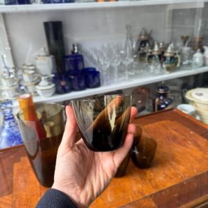 Jarra con 6 vasos cristal fume