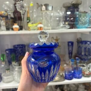 Dulcera de cristal súper tallado azul