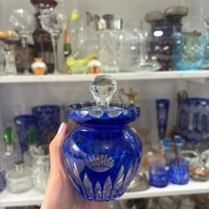 Dulcera de cristal súper tallado azul