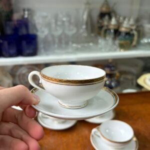 Juego de 6 dúos de café porcelana checoslovaca con oro