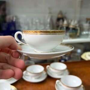 Juego de 6 dúos de café porcelana checoslovaca con oro