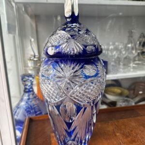 Potiche cristal súper tallado azul