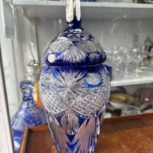 Potiche cristal súper tallado azul