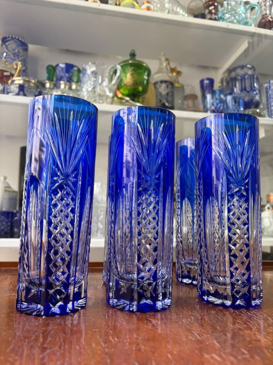 Exquisito juego de hielera con 6 vasos altos cristal súper tallado - Imagen 5
