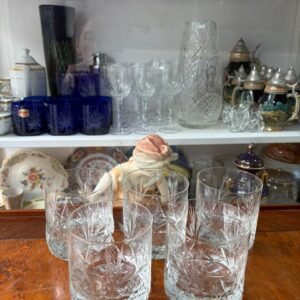 Set de 5 vasos de cristal súper tallado para whisky
