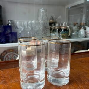 Set de 4 vasos altos de cristal con dorado