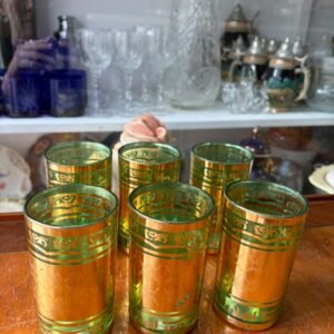 Juego de 6 vasos verdes con dorado turcos