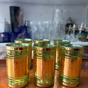 Juego de 6 vasos verdes con dorado turcos