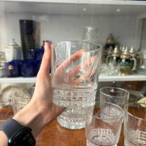 Juego de whisky hielera con 6 vasos tallados