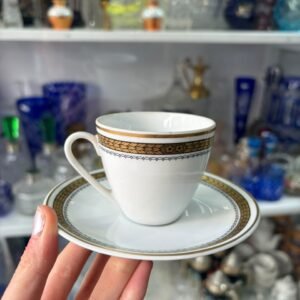 Dúo de café porcelana verbano con oro