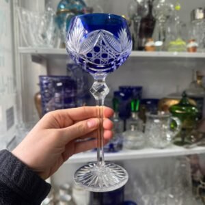Copa azul de cristal súper tallado estilo BACCARAT