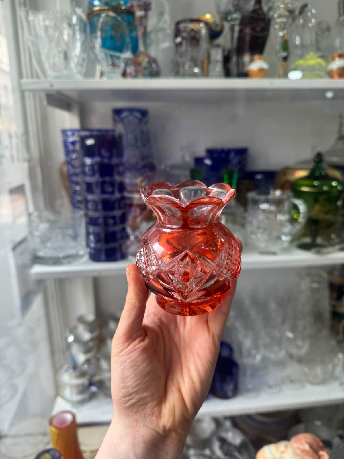 Florero violetero o jazminero de cristal súper tallado estilo BACCARAT - Imagen 2